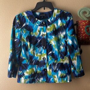 Coldwater Creek Blue and Green Abstract Blazer